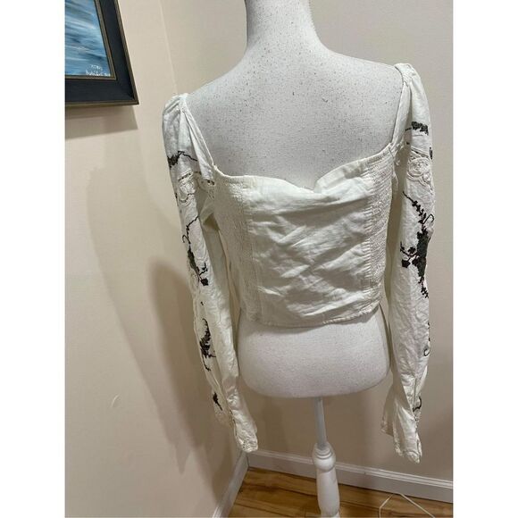 Free People Delia Embroidered Top Size M - Picture 3 of 5
